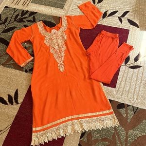 Orange Kurta with Leggings